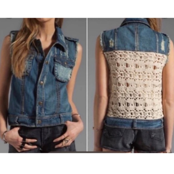 Free People boho denim vest, size S - Picture 2 of 9